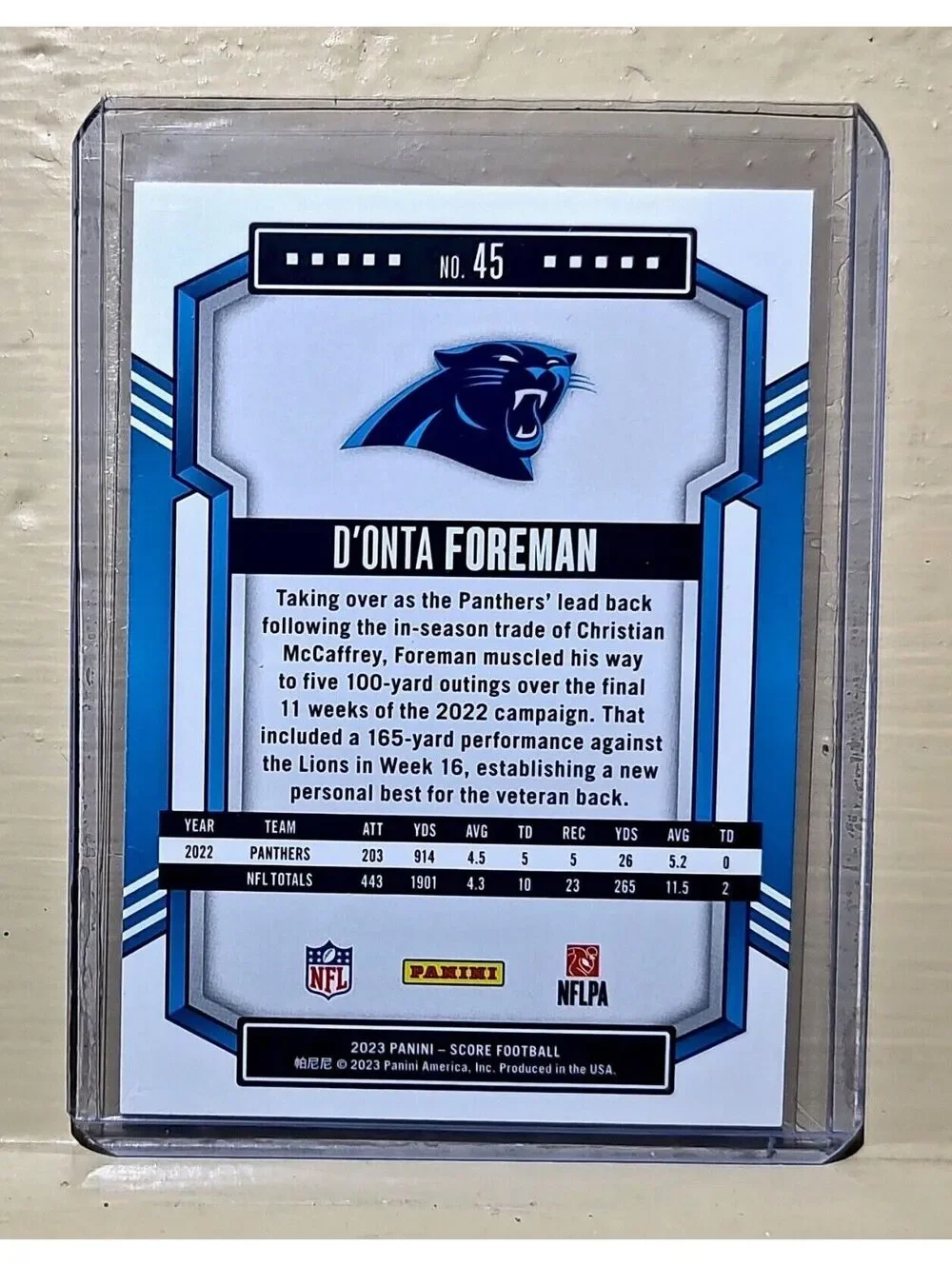 D’Onta Foreman 2023 Panini NFL #45 Score Football Card Carolina Panthers